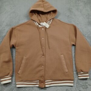 Aeropostale‎ Jacket Womens XS Brown Snap Button Hooded Pockets NWT